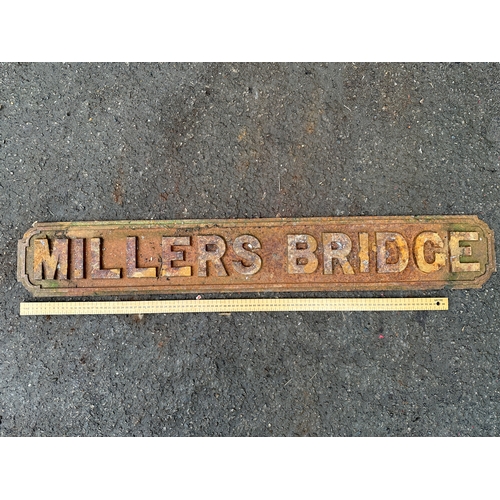 147 - Millers Bridge Cast Iron Street Sign
