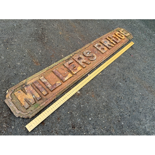 147 - Millers Bridge Cast Iron Street Sign