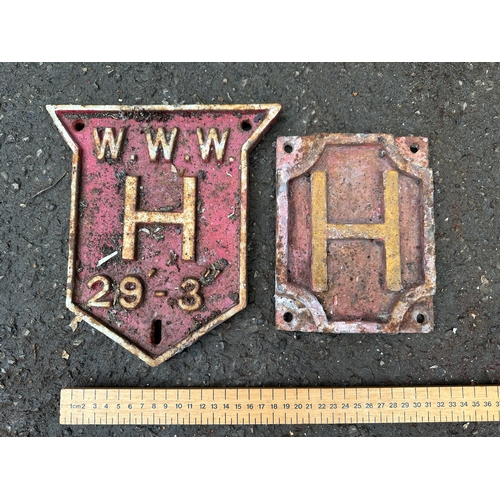 152 - Two Cast Iron Hydrant Signs