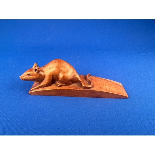 205 - Carved Wooden Mouse Door Stop