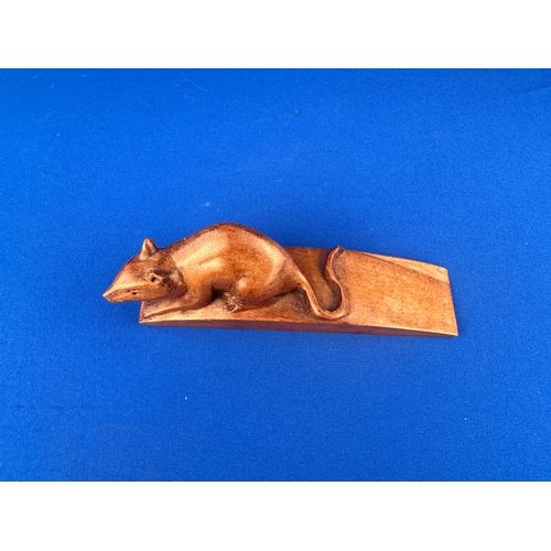 205 - Carved Wooden Mouse Door Stop