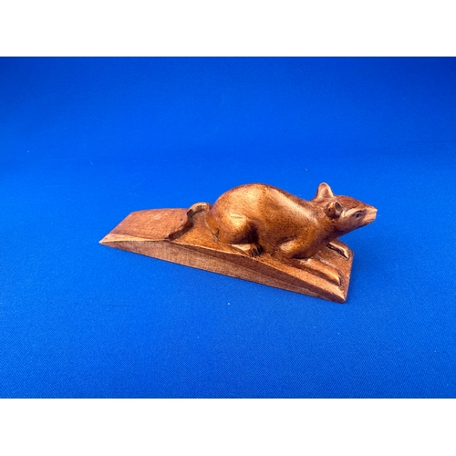 205 - Carved Wooden Mouse Door Stop