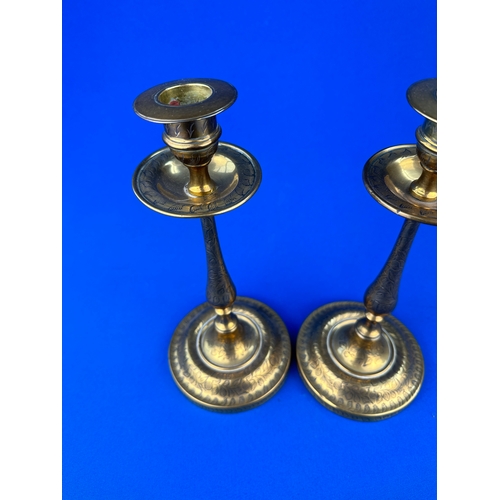 207 - Pair of Brass Candlesticks Made in British India