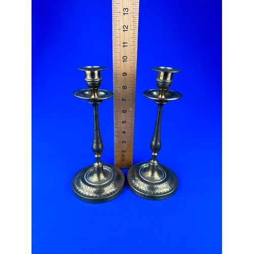 207 - Pair of Brass Candlesticks Made in British India