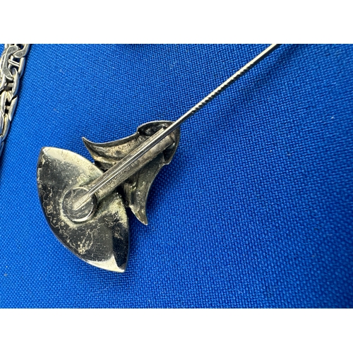 14 - Ermani Bulatti Pin, Two Silver Chain Necklaces & Heart Pendant. 21.3g Silver
