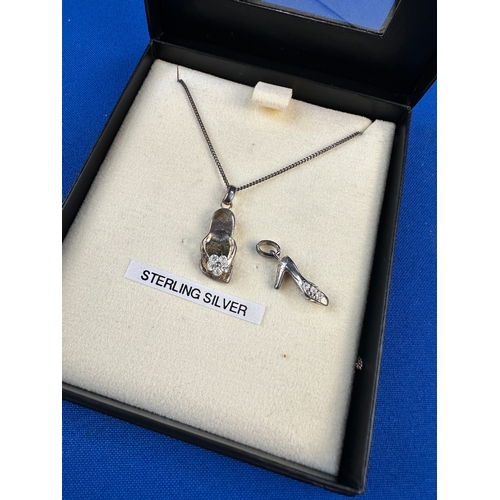 13 - Sterling Silver Shoe Pendant Necklace & Charm