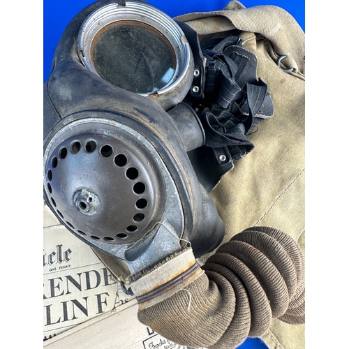 187 - WWII Gas Mask & Original WWII Newspapers