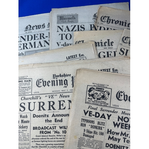 187 - WWII Gas Mask & Original WWII Newspapers