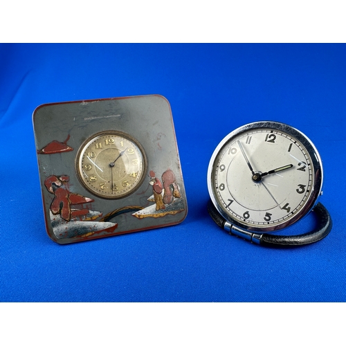 36 - Two Vintage 8 Day Travel Clocks