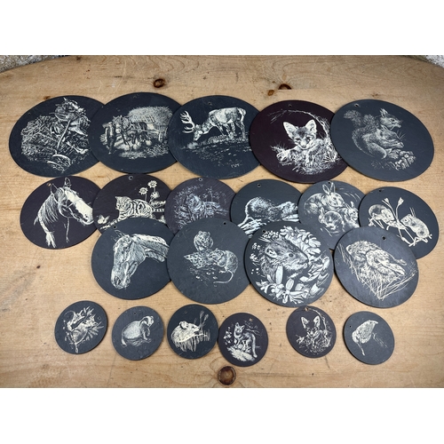 172 - Large Quantity Of Slate Wall Hangings Depicting Wild Animals