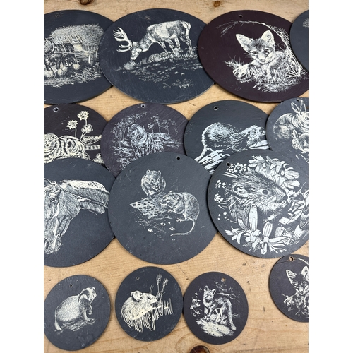 172 - Large Quantity Of Slate Wall Hangings Depicting Wild Animals