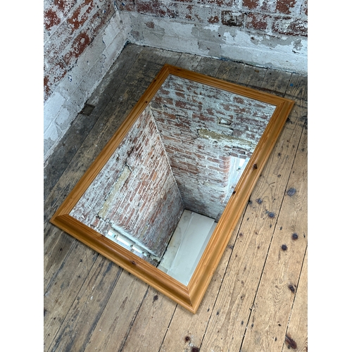 486 - Large Pine Framed Mirror with Bevelled Glass - 103 x 73cm