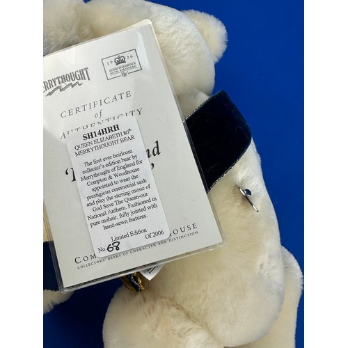 61 - Merrythought Bear - Queen Elizabeth 80th Birthday Musical Bear, Limited Edition 68/2006