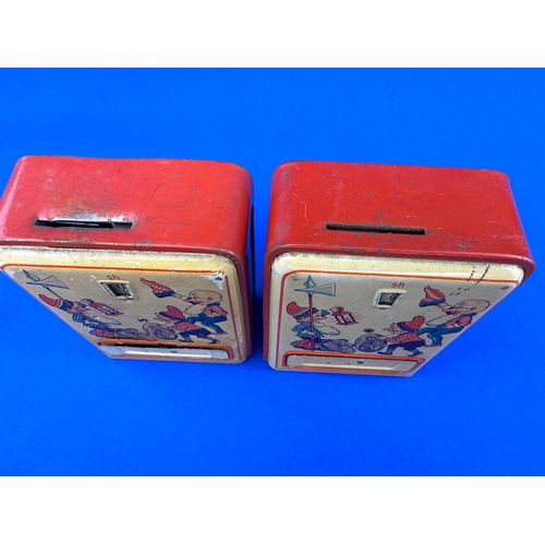 209 - Two Tinplate Remembering Money Banks