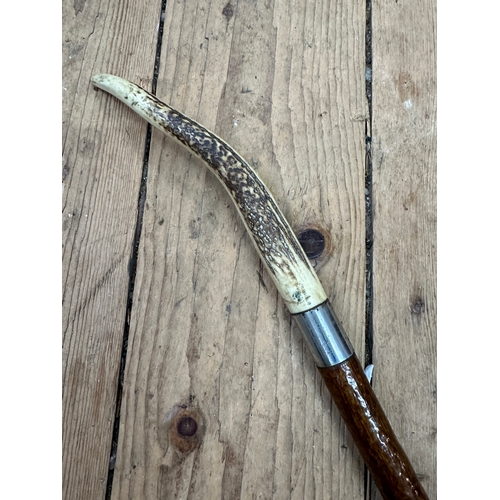 207 - Long Horn Handled Walking Cane