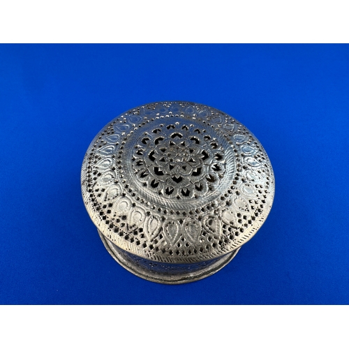 216 - Indian White Metal Trinket Box