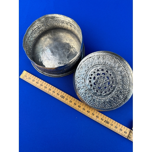 216 - Indian White Metal Trinket Box