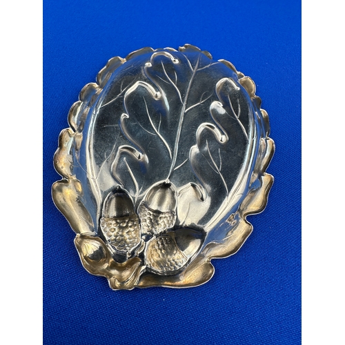 7 - Acorn Leaf Hallmarked Silver Pin Tray 39.347g Birmingham 1961