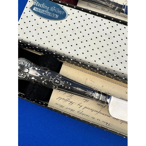 20 - Hallmarked Silver Handle Butter & Cheese Knife - both boxed