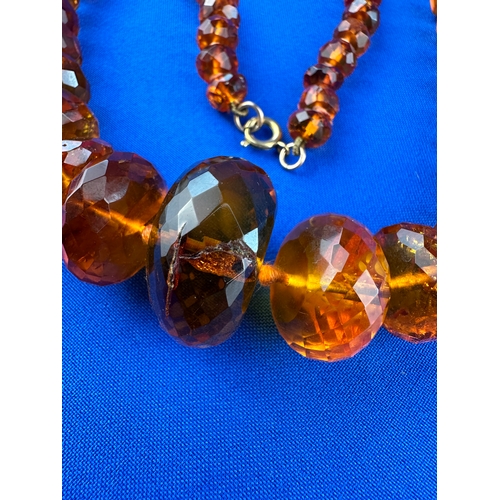 21 - Antique Faceted Honey Amber Necklace 103cm long