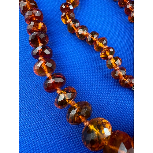 21 - Antique Faceted Honey Amber Necklace 103cm long