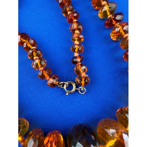 21 - Antique Faceted Honey Amber Necklace 103cm long