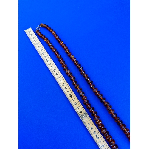 21 - Antique Faceted Honey Amber Necklace 103cm long