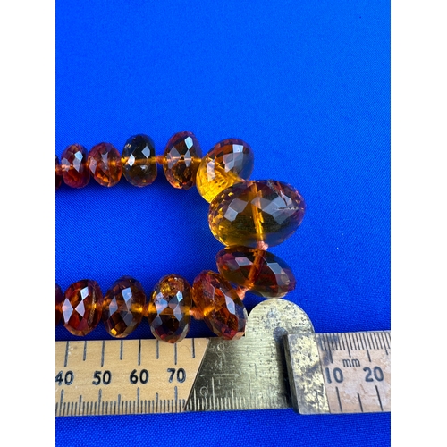 21 - Antique Faceted Honey Amber Necklace 103cm long