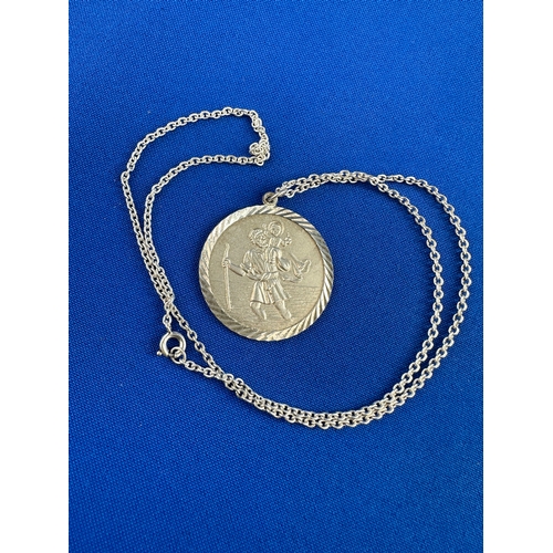 14 - Silver St Christopher Pendant & Chain