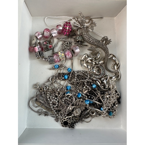 22 - Box of Silver & White Metal Jewellery Items