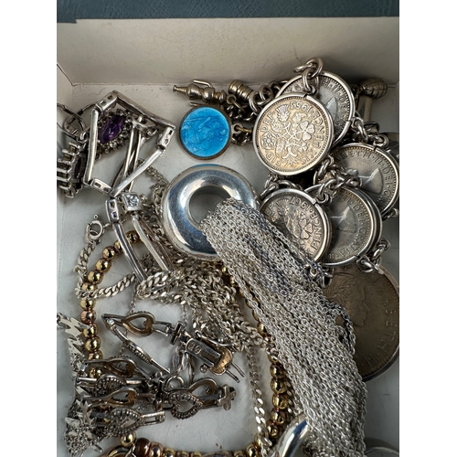 23 - Box of Silver & White Metal Jewellery Items