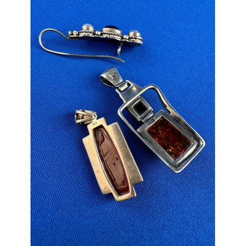 26 - Two 925 Silver Pendants & 925 Silver Clip