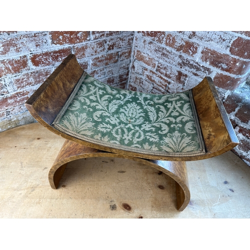 92 - Art Deco Walnut Dressing Table Stool -Signs of previous woodworm has been treated