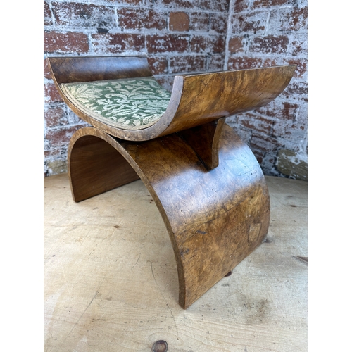 92 - Art Deco Walnut Dressing Table Stool -Signs of previous woodworm has been treated