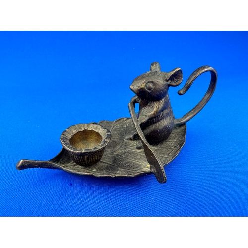 234 - Bronze Mouse Novelty Candle Holder