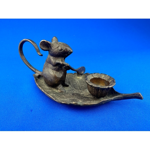 234 - Bronze Mouse Novelty Candle Holder