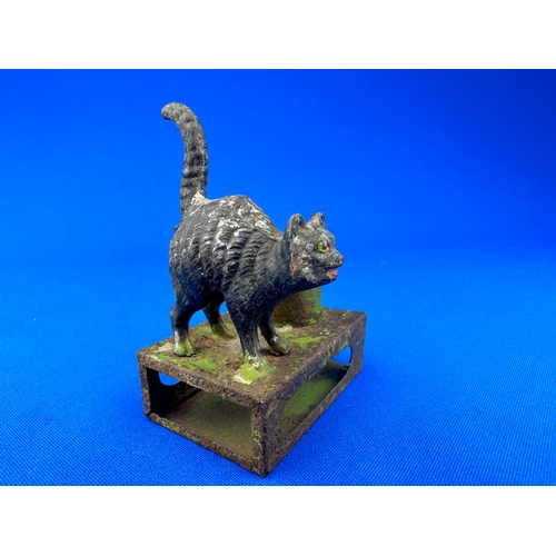 235 - Cold Painted Cat Matchbox & Candle Holder