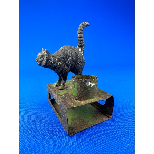 235 - Cold Painted Cat Matchbox & Candle Holder