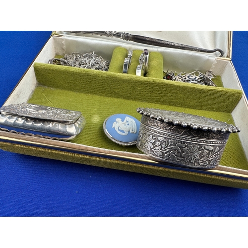 3 - Vintage Jewellery Box with 925 Silver & White Metal Jewellery