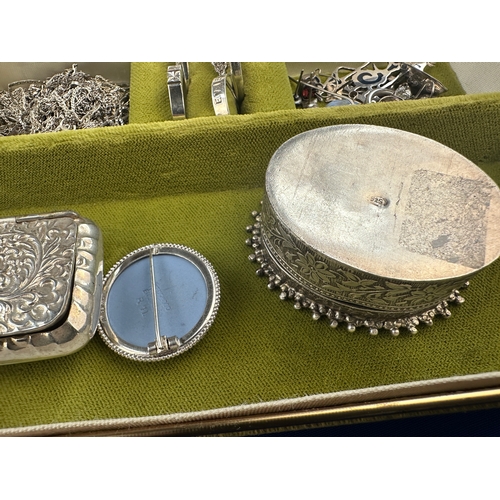 3 - Vintage Jewellery Box with 925 Silver & White Metal Jewellery