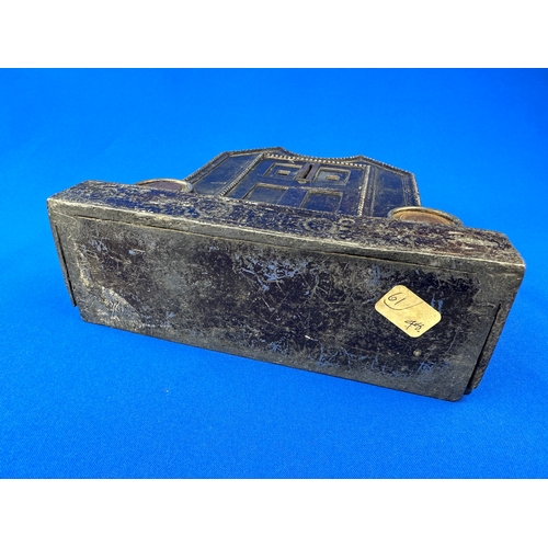 191 - Heavy Cast Iron Money Box with Coins affixed