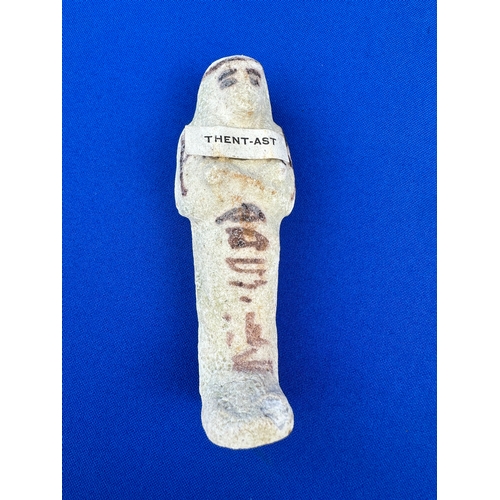 196 - Egyptian Ushabti Figure with Painted Detail & Hieroglyphic Panel