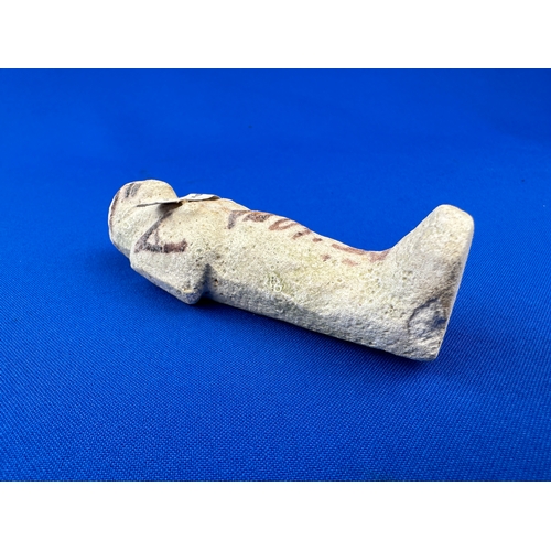 196 - Egyptian Ushabti Figure with Painted Detail & Hieroglyphic Panel