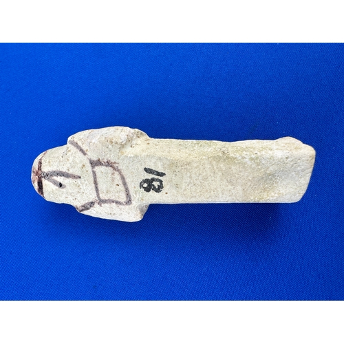 196 - Egyptian Ushabti Figure with Painted Detail & Hieroglyphic Panel