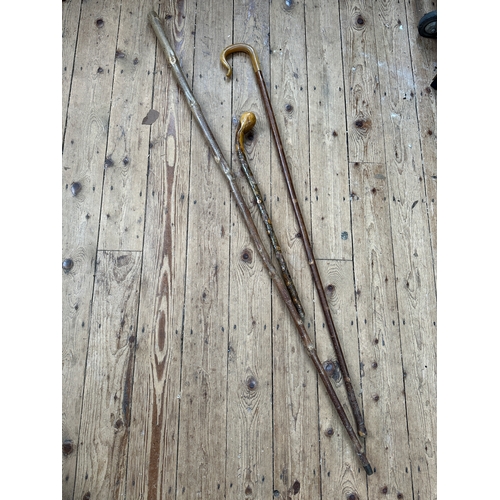 201 - Trio of Hand Crafted Walking Canes