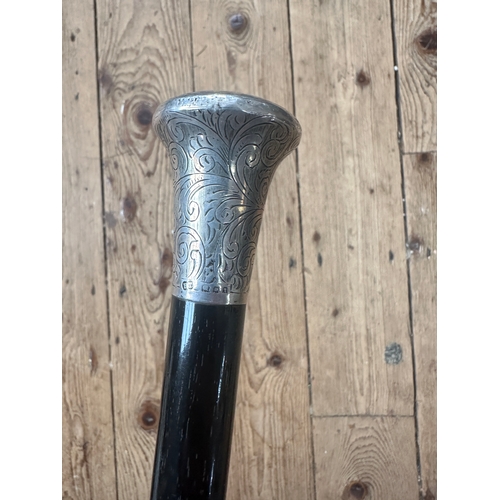 202 - Hallmarked Silver Topped 1930s Walking Cane