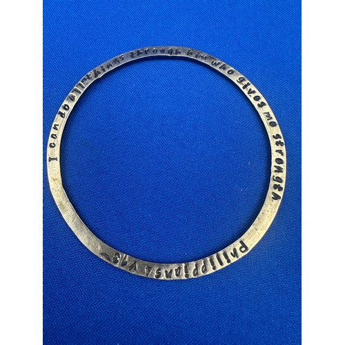 16 - Hallmarked Silver Philippians 4 v13 Bangle 10g