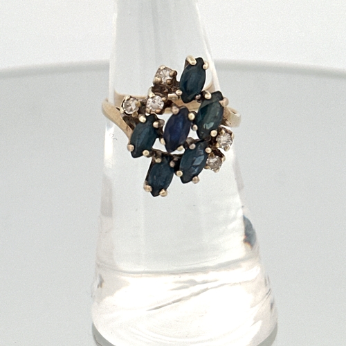 38 - 9ct Gold Ring with Diamonds & Sapphires size M 3.76g