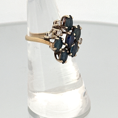 38 - 9ct Gold Ring with Diamonds & Sapphires size M 3.76g