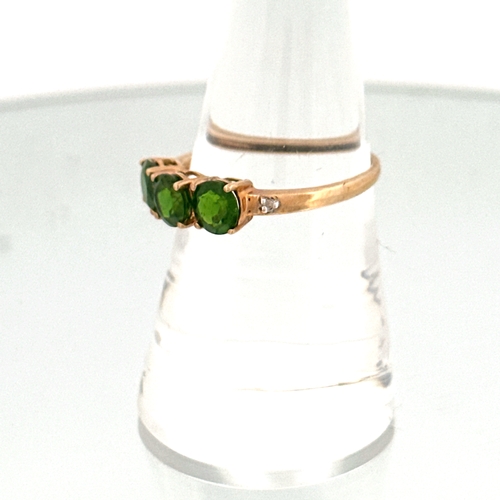 53 - 9ct Gold Ring set with Three Green Stones size P 1.37g